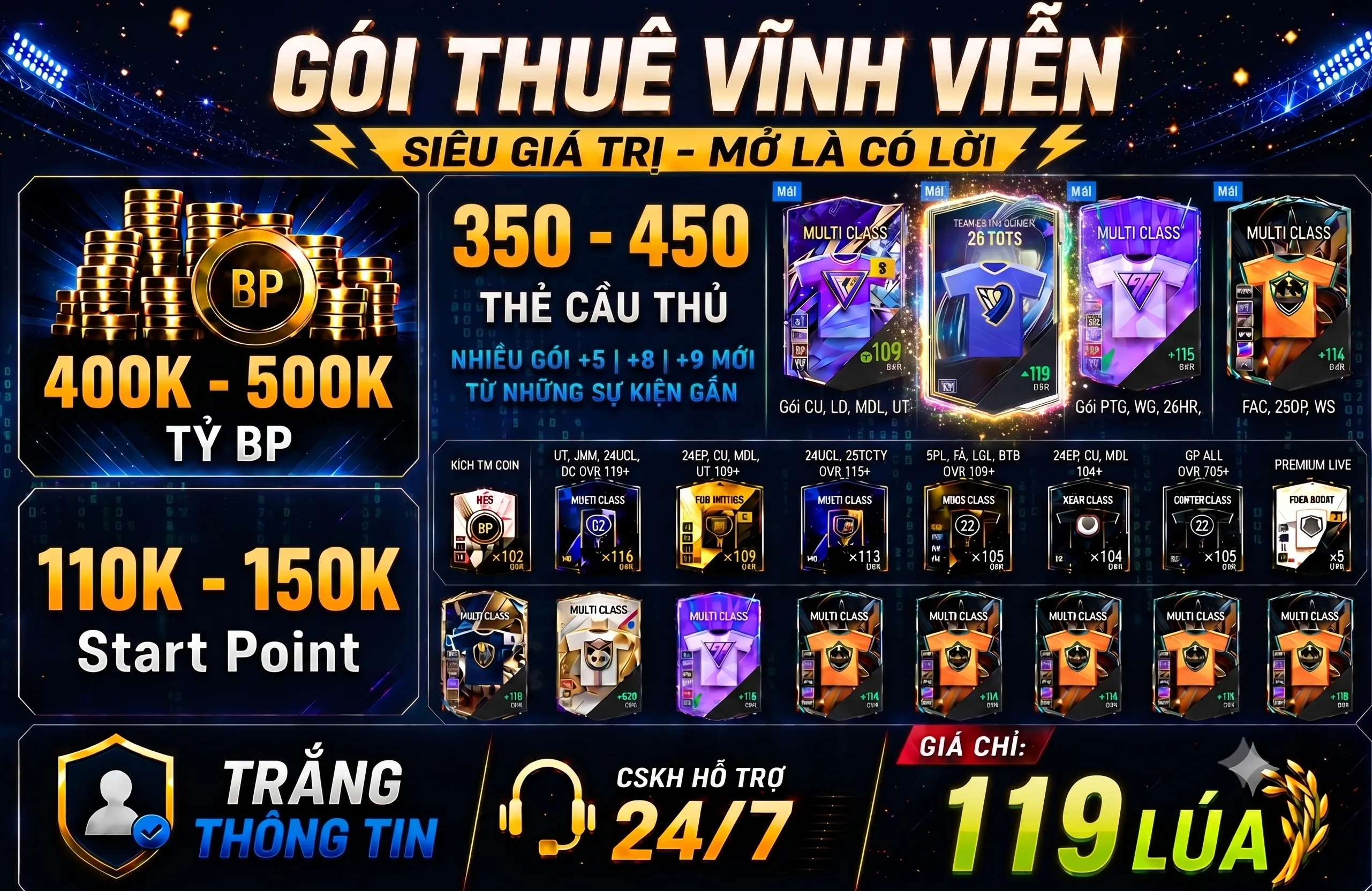 MỞ THẺ 119 Lúa (  Có Gói 26TOTS )